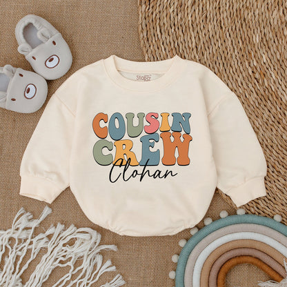 Cousin Crew Shirts for Kids & Babies, Personalized Matching Family Outfits, Retro Pastel Infant Romper Clothes, Soft Vintage Design with Name, Fun Gift Idea