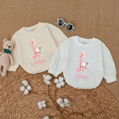 Personalized Some Bunny Is One Romper with Name for Baby Girl First Birthday Outfit Smash Cake Bubble Bodysuit Adorable Gift