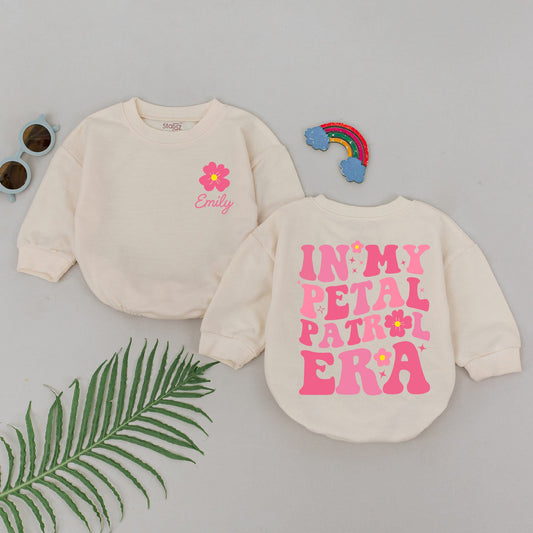 Petal Patrol Era Baby Romper Flower Girl Outfit Personalized Pink Floral Wedding Souvenir Gift Cute Infant Girl Bridal Party Shirt Bridesmaid Present