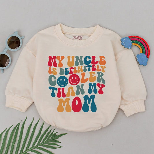 Cooler Than Mom Romper: Funny Uncle Gift for Baby Boy or Girl – New Uncle Outfit, Mother's Day Bodysuit, Cute Newborn Clothes for Awesome Uncles 139
