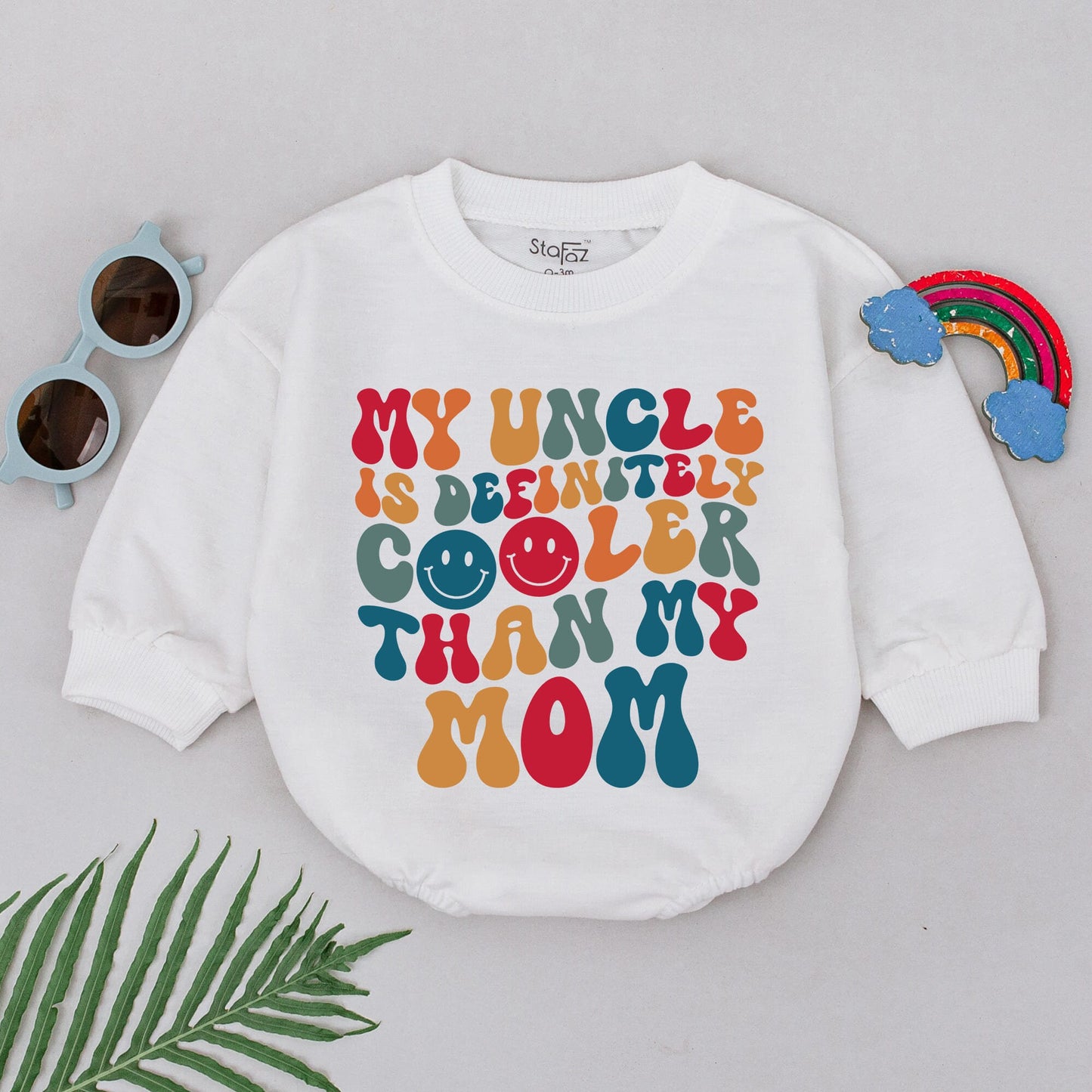 Cooler Than Mom Romper: Funny Uncle Gift for Baby Boy or Girl – New Uncle Outfit, Mother's Day Bodysuit, Cute Newborn Clothes for Awesome Uncles 139