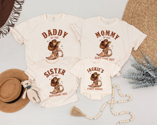 My First Rodeo 1st Birthday Family Shirts - Cowboy Baby Outfit
