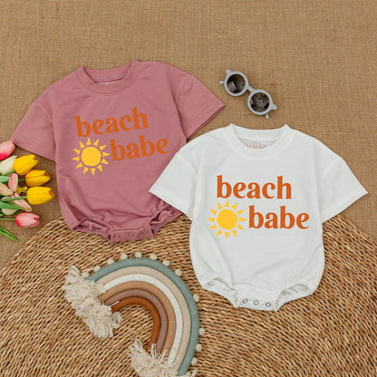 Beach Babe Bodysuit Here Comes The Sun Baby Romper Gender Neutral Bubble Romper for Beach Trips Newborn Outfits