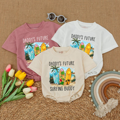 Daddy's Future Surfing Buddy Baby Bodysuit, Beach Trip Summer Romper Gift, Newborn Outfit Boy, Hawaii Surfboard Design, Baby Shower, Bubble Romper, Casual