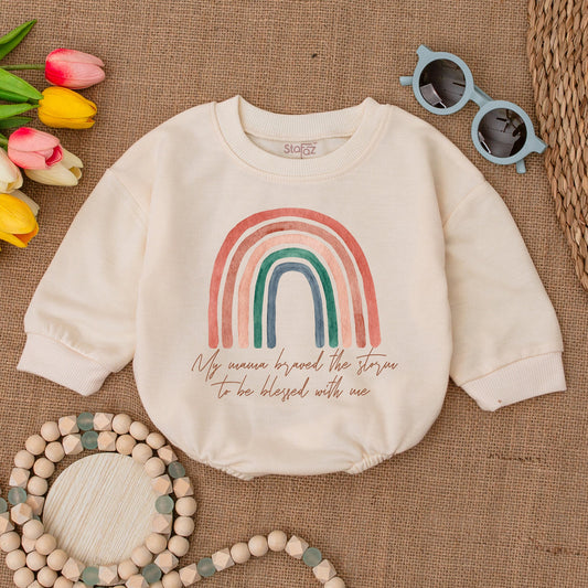 My Mama Braved the Storm IVF Baby Romper Bodysuit, Pregnancy Announcement Worth the Wait New Baby Shower Gift Coming Home Outfit