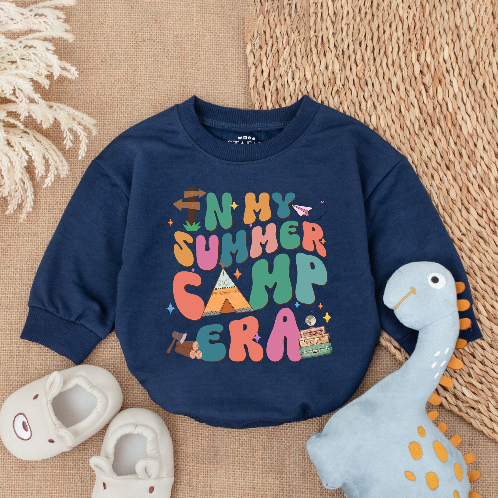 In My Camping Era Bubble Baby Romper Summer Vacation Outfit Newborn Infant Bodysuit Cute Retro Boho Camping Trip Clothes Gift