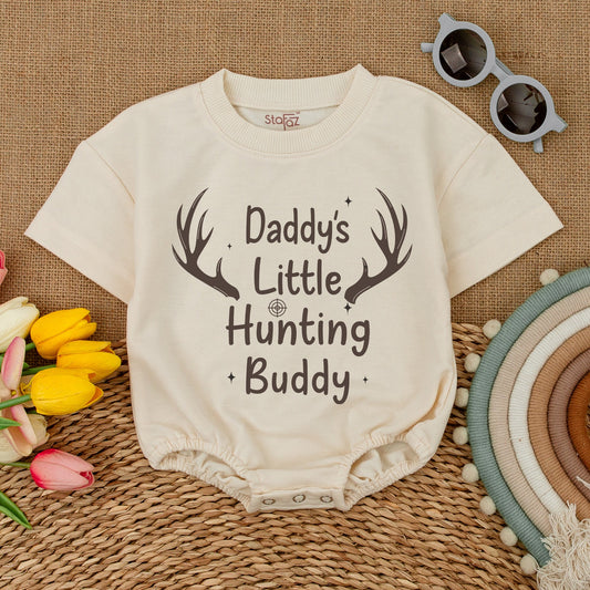 Daddy's Little Hunting Buddy Romper Newborn Baby Boy Outfit Hunting Bodysuit Country Boy Clothes Baby Shower Gift Announcement