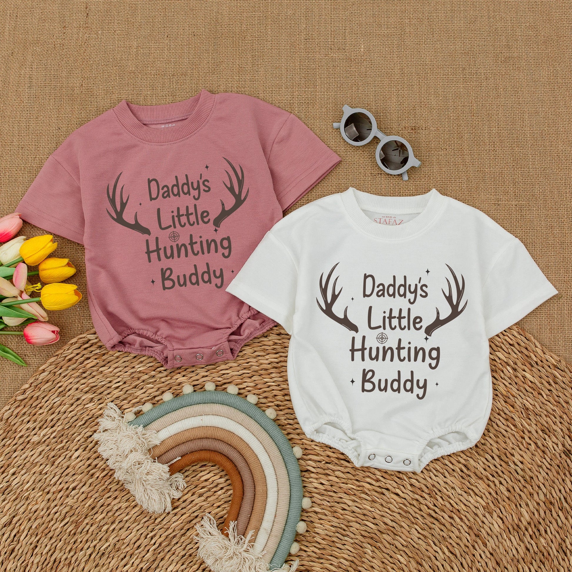 Daddy's Little Hunting Buddy Romper Newborn Baby Boy Outfit Hunting Bodysuit Country Boy Clothes Baby Shower Gift Announcement