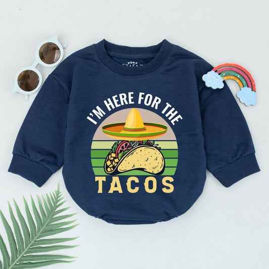I'm Here for the Tacos Romper Festive Cinco de Mayo Baby Bodysuit Sombrero Graphic Retro Sunset Mexican First Birthday Taco Bout One Gift