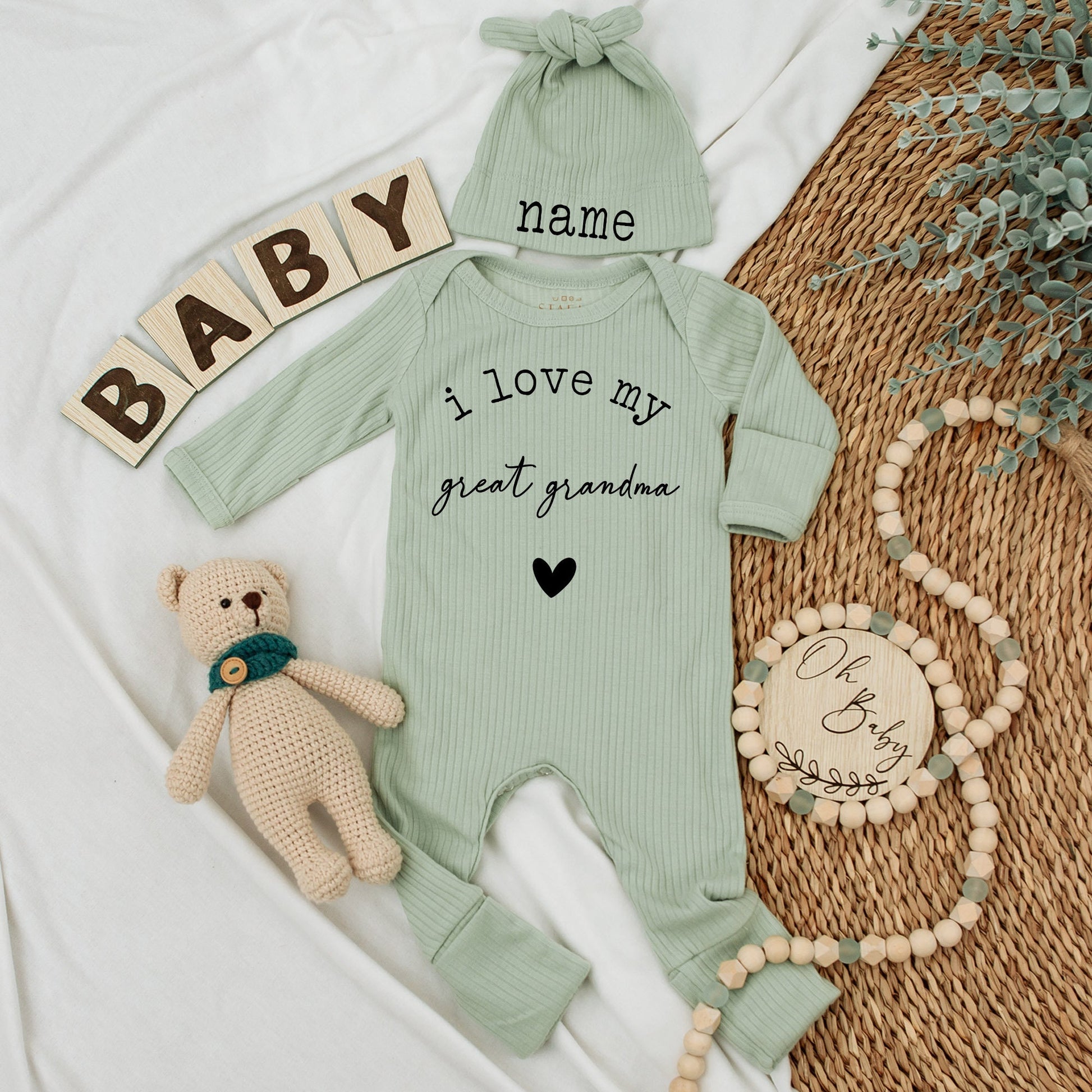 I Love My Great Grandma Custom Baby Bodysuit – Newborn Boy/Girl Gift