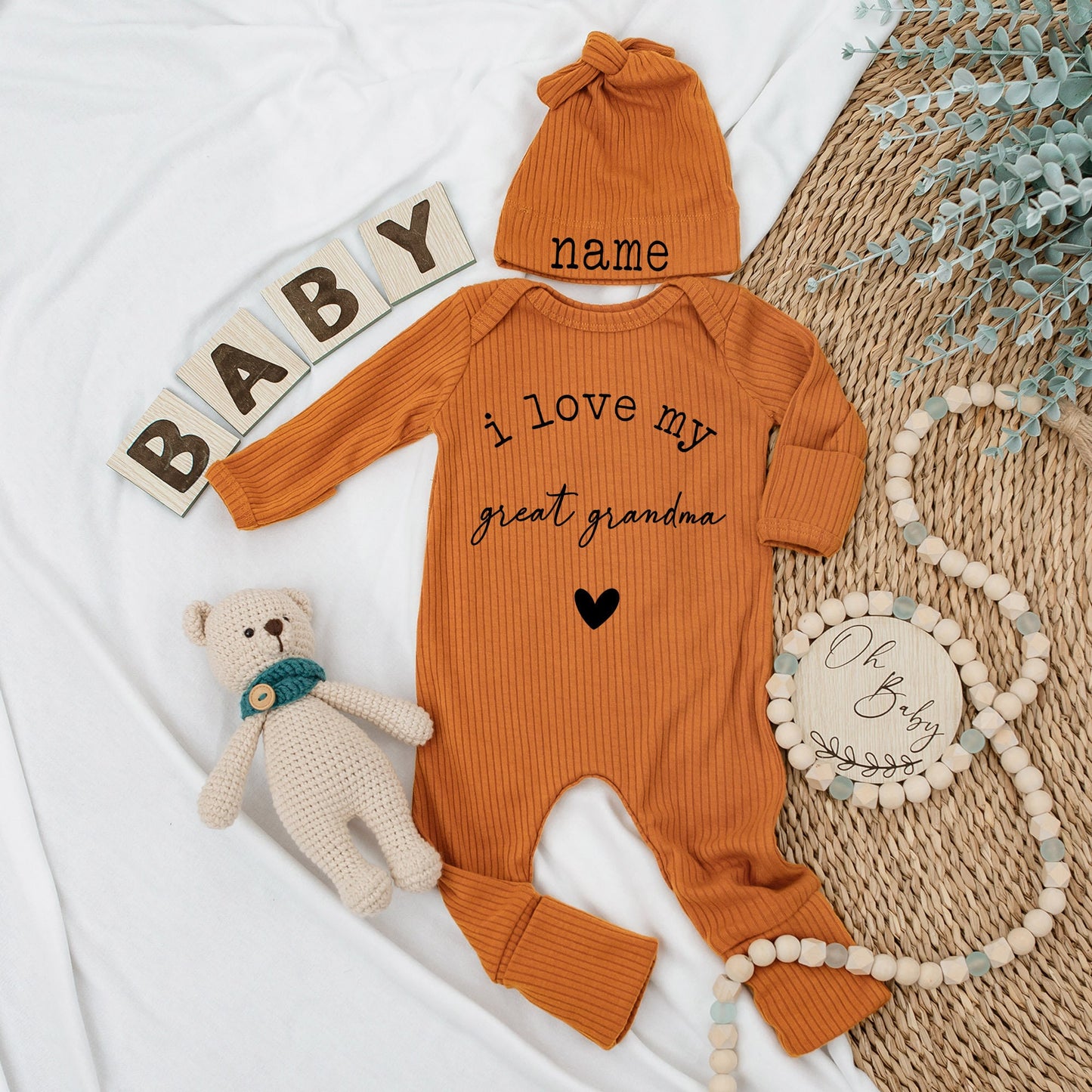 I Love My Great Grandma Custom Baby Bodysuit – Newborn Boy/Girl Gift