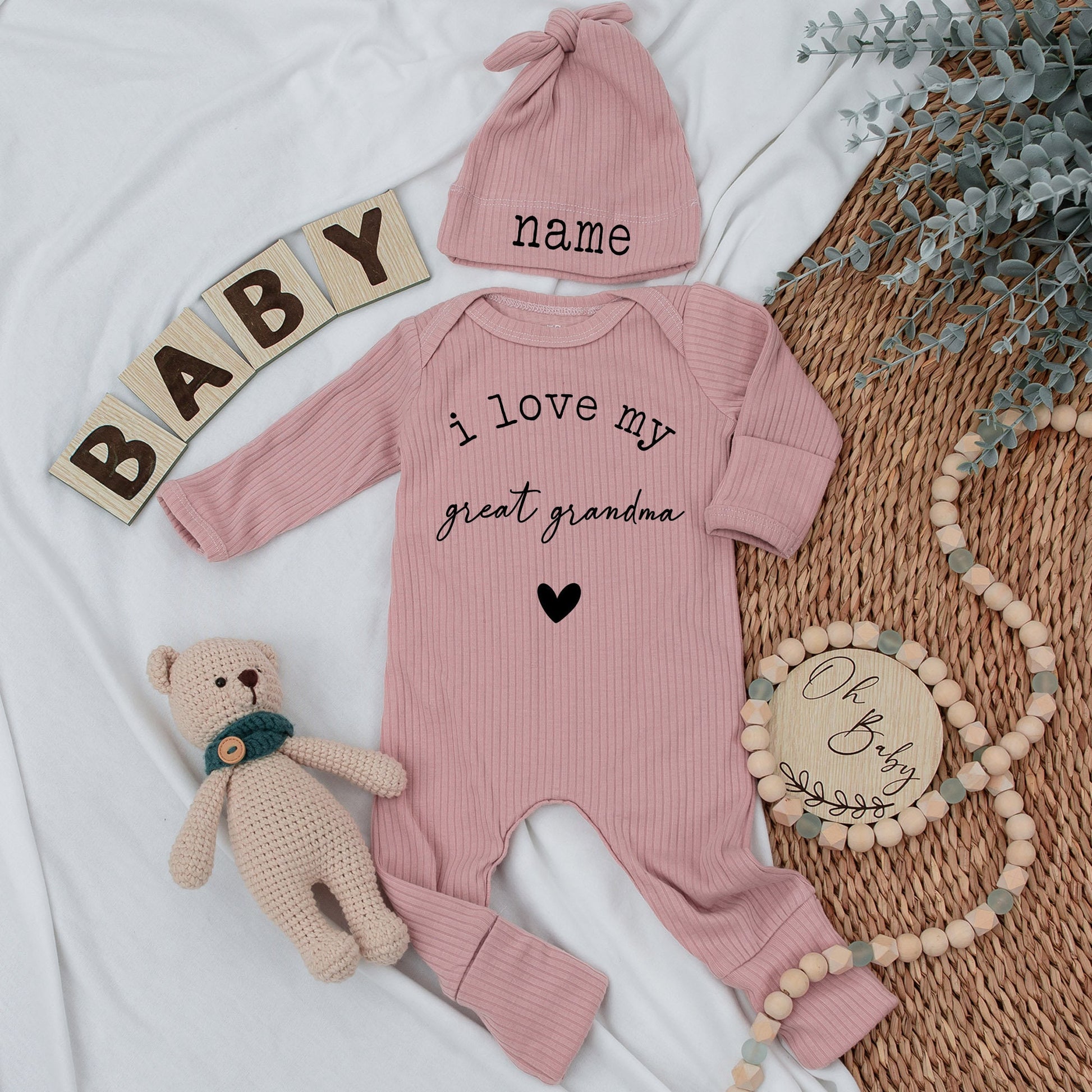I Love My Great Grandma Custom Baby Bodysuit – Newborn Boy/Girl Gift