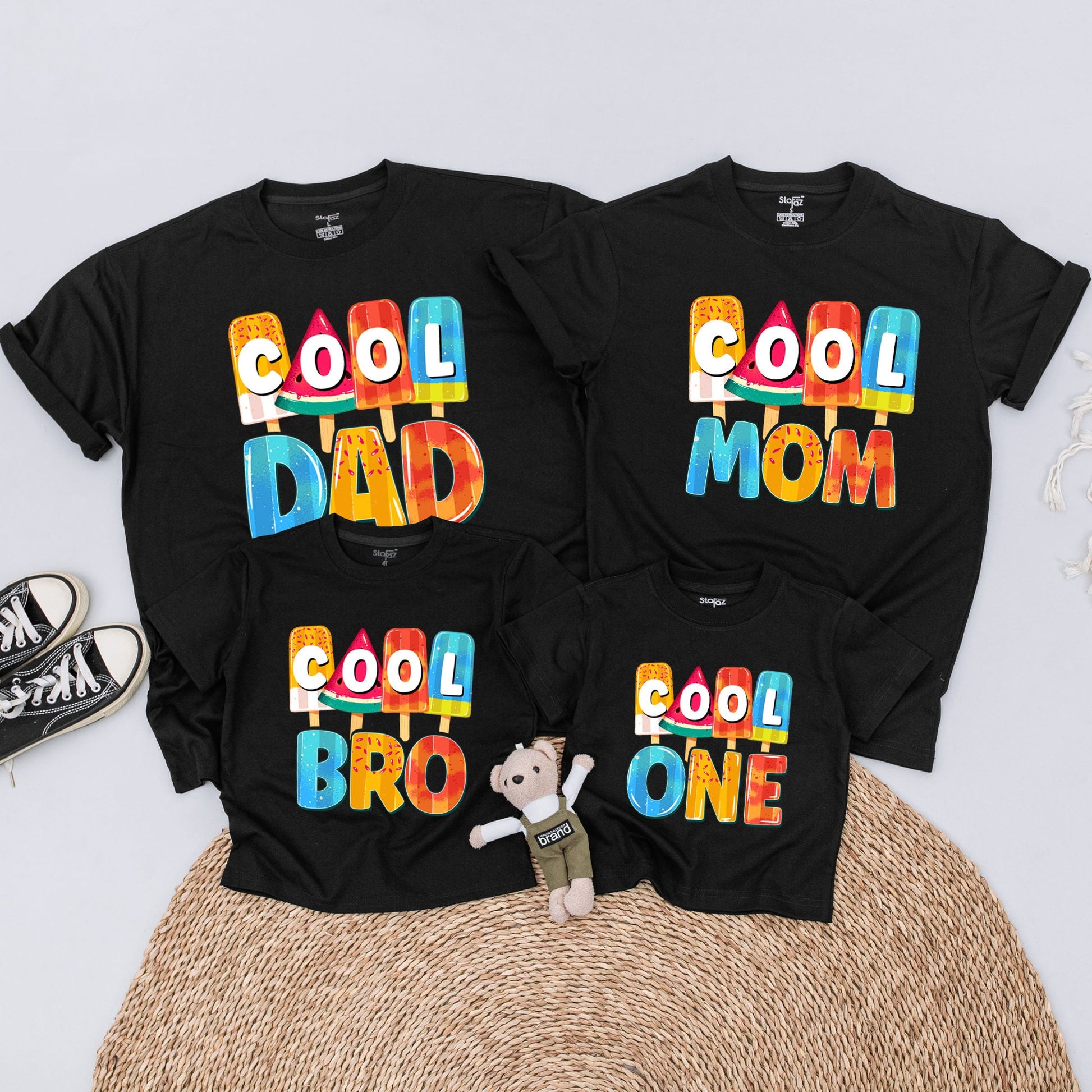 Cool One Baby Bodysuit & Matching Family Ice Cream Birthday Shirts, First Birthday Boy Outfit, Summer Party, Gift