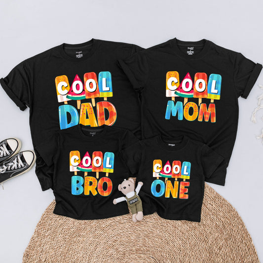 Cool One Baby Bodysuit & Matching Family Ice Cream Birthday Shirts, First Birthday Boy Outfit, Summer Party, Gift