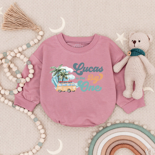 The Big One Surf Beach Baby Romper Personalized Summer Birthday Outfit Smash Cake Outfit