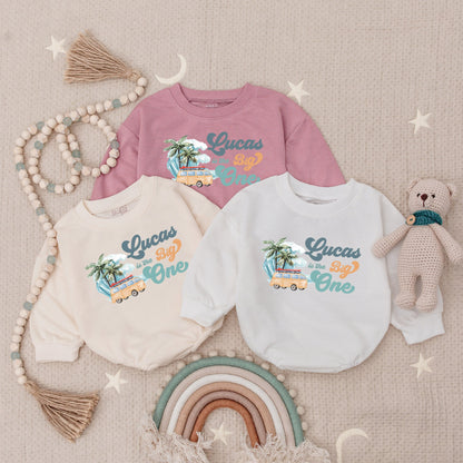 The Big One Surf Beach Baby Romper Personalized Summer Birthday Outfit Smash Cake Outfit
