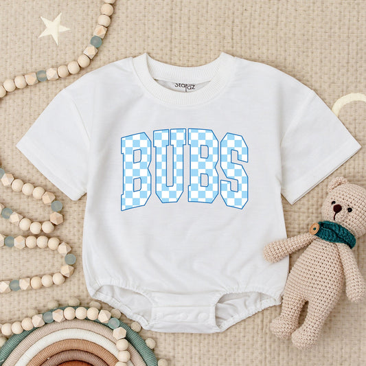 BUBS Baby Boy Romper Cute Checkered Design First Birthday Outfit Little Boy Bodysuit Summer Clothes