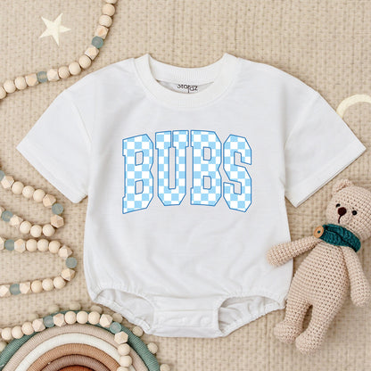 BUBS Baby Boy Romper Cute Checkered Design First Birthday Outfit Little Boy Bodysuit Summer Clothes