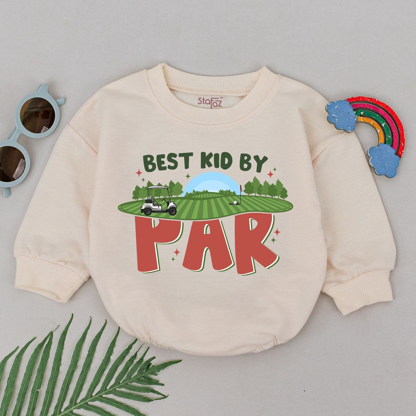 Best Kid By Par Golf Romper Baby Boy Outfit - Retro Golf Course Design, Father's Day Gift, Newborn Baby Announcement, Golfing Buddy Bodysuit (138 chars)