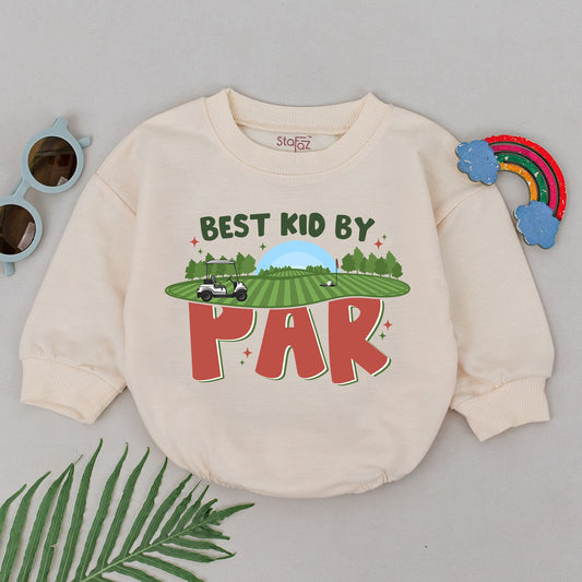 Best Kid By Par Golf Romper Baby Boy Outfit - Retro Golf Course Design, Father's Day Gift, Newborn Baby Announcement, Golfing Buddy Bodysuit (138 chars)