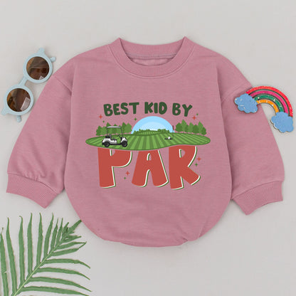 Best Kid By Par Golf Romper Baby Boy Outfit - Retro Golf Course Design, Father's Day Gift, Newborn Baby Announcement, Golfing Buddy Bodysuit (138 chars)
