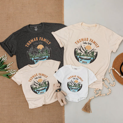 Personalized Lake Trip Family Matching Shirts Boat Party Custom Name Vacation Outfits Baby Bodysuit Making Memories On Lake Time Gift