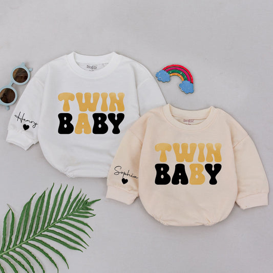 Personalized Best Friends Twin Baby Romper Custom Womb Mates Bodysuit Sweet BFF Soulmate Outfits Unique Twin Baby Shower Gift