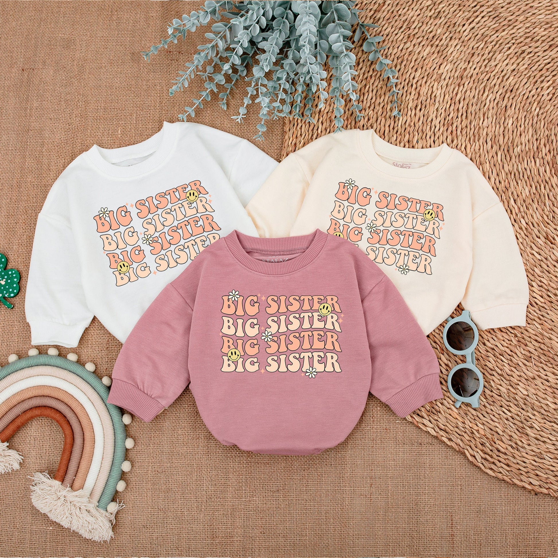 Big Sister Bubble Romper Pregnancy Reveal Baby Bodysuit Baby Girl Clothes Newborn Romper Sister Baby Shirt Gift for Big Sis