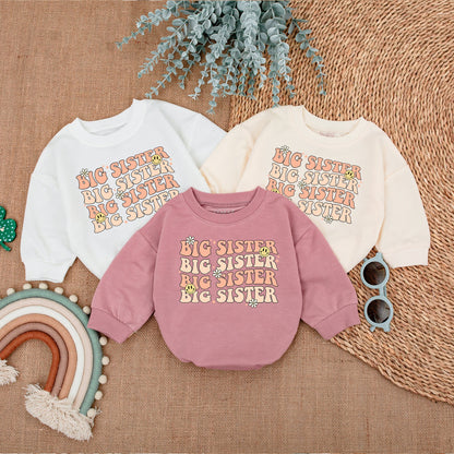 Big Sister Bubble Romper Pregnancy Reveal Baby Bodysuit Baby Girl Clothes Newborn Romper Sister Baby Shirt Gift for Big Sis
