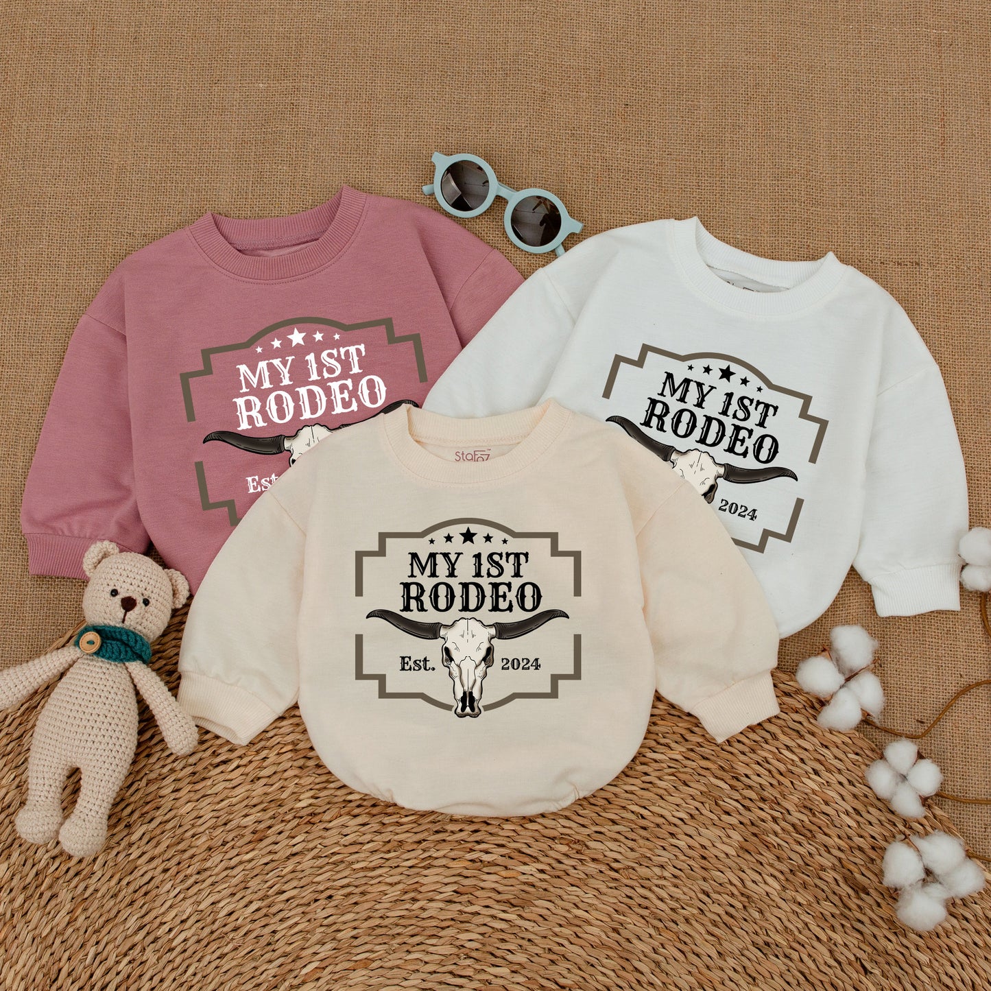 Custom My First Rodeo Birthday Romper Baby Boy Clothes Cowboy Western First Birthday Bodysuit Fun Farm Outfit
