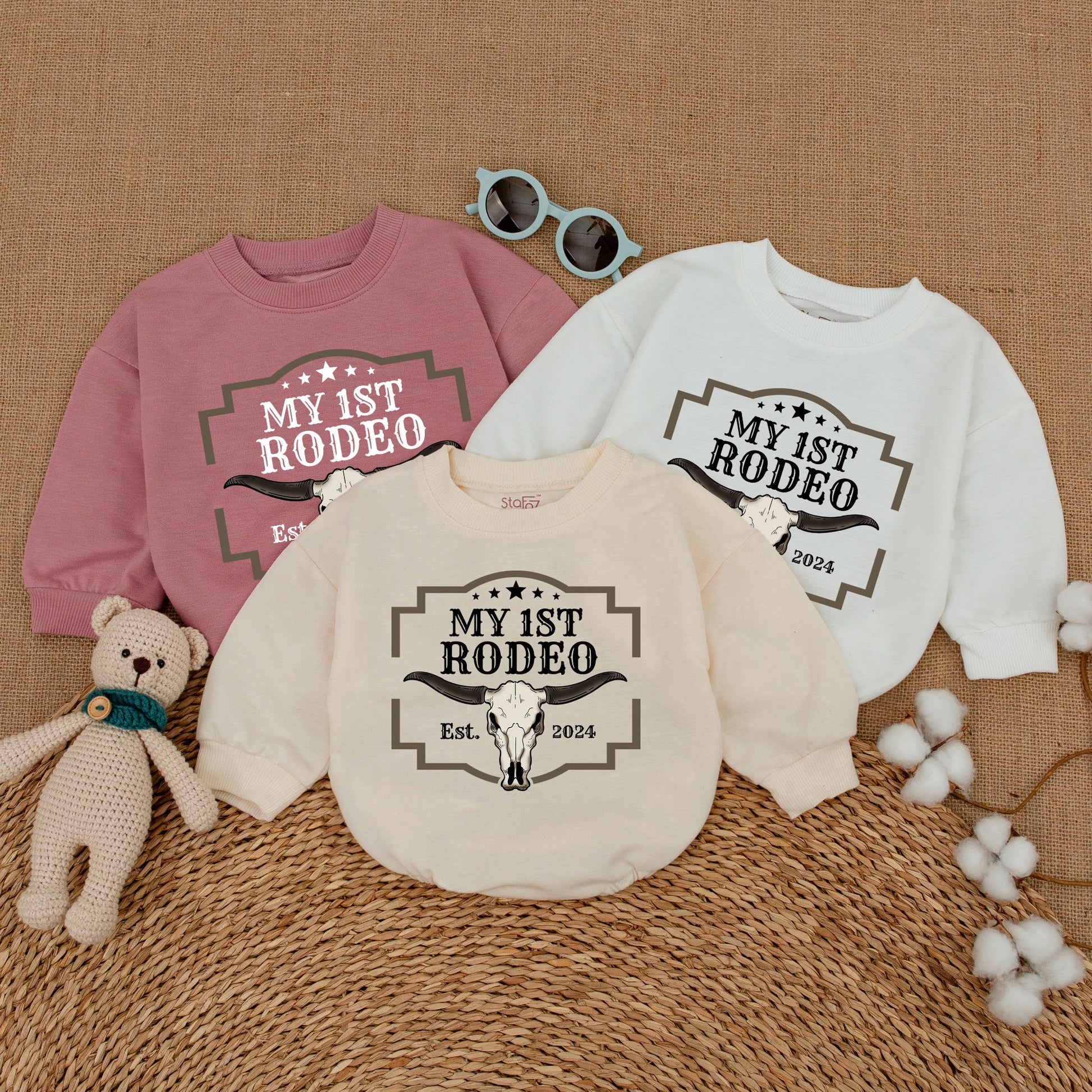 Custom My First Rodeo Birthday Romper Baby Boy Clothes Cowboy Western First Birthday Bodysuit Fun Farm Outfit