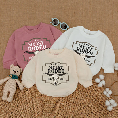 Custom My First Rodeo Birthday Romper Baby Boy Clothes Cowboy Western First Birthday Bodysuit Fun Farm Outfit