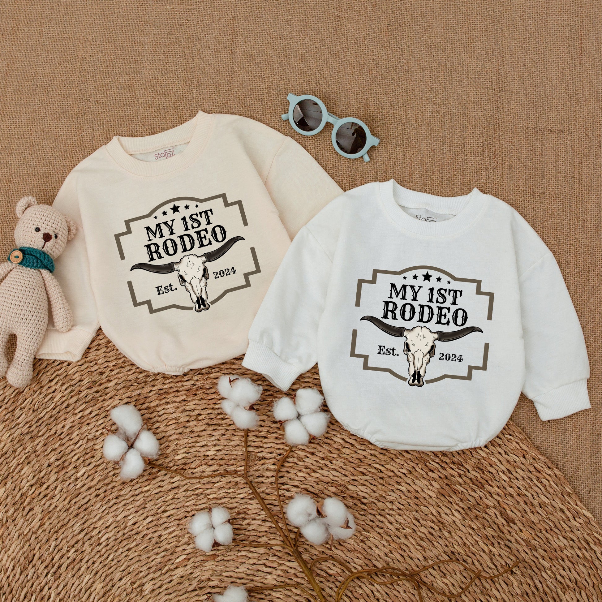 Custom My First Rodeo Birthday Romper Baby Boy Clothes Cowboy Western First Birthday Bodysuit Fun Farm Outfit