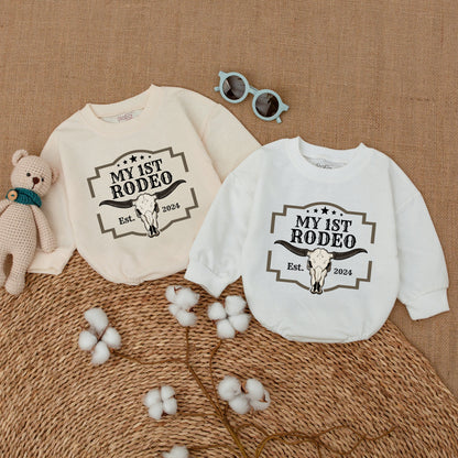 Custom My First Rodeo Birthday Romper Baby Boy Clothes Cowboy Western First Birthday Bodysuit Fun Farm Outfit