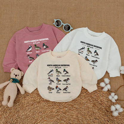 North American Waterfowl Field Guide Baby Romper Educational Duck Species Bodysuit Daddy's Hunting Buddy Bubble Outfit Cartoon Duckling Gift