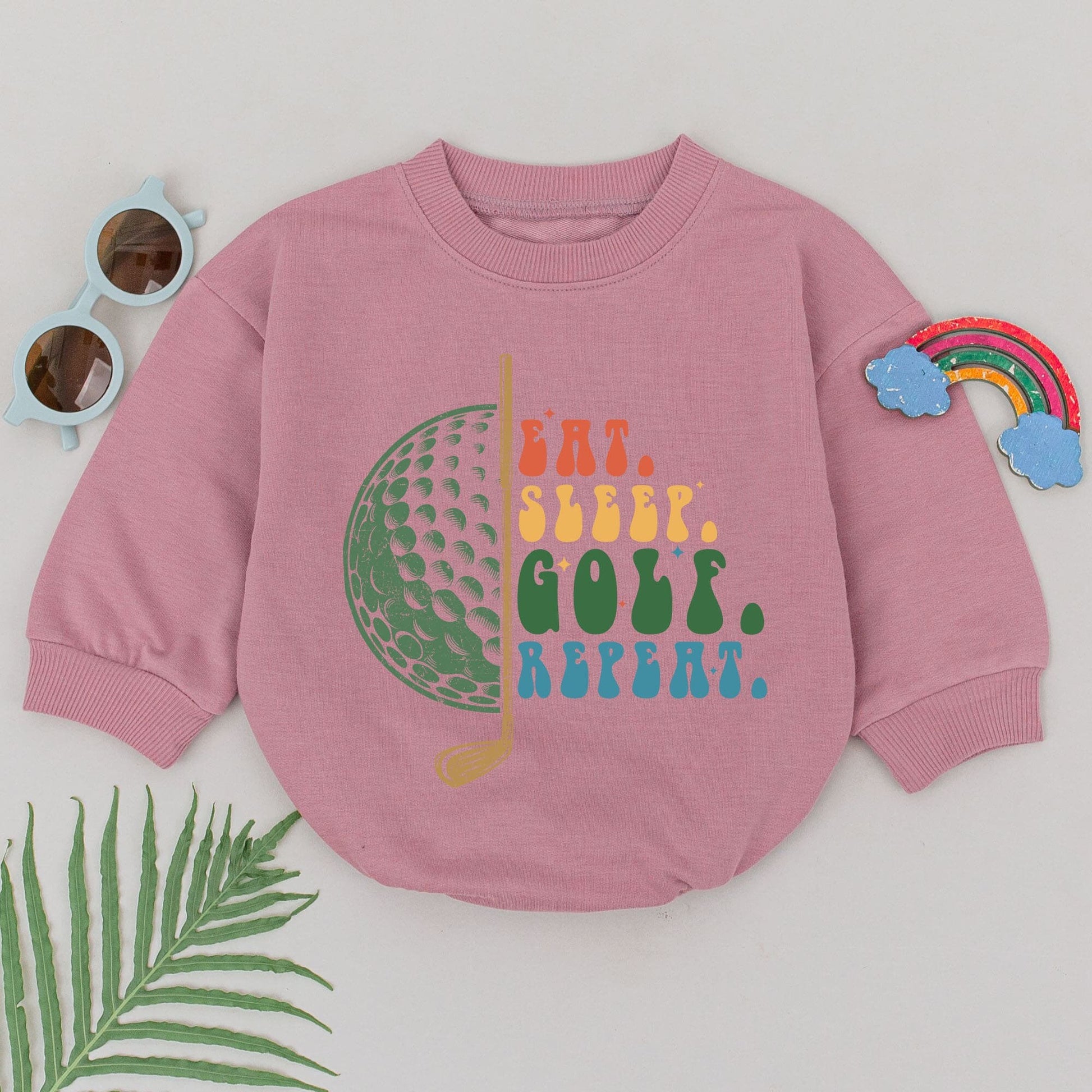 Eat Sleep Golf Repeat Baby Boy Romper Retro Future Golfer Bodysuit Newborn Outfit, Cute Baby Shower Gift & Father's Day Present