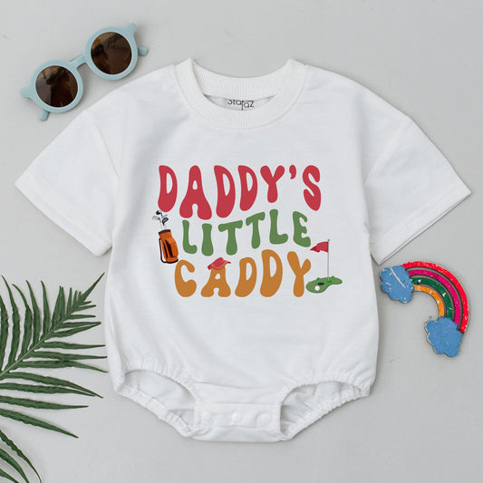 Daddy's Little Caddy Romper Retro Golf Buddy Bodysuit for Baby Boy Father's Day Gift Future Golfer Outfit
