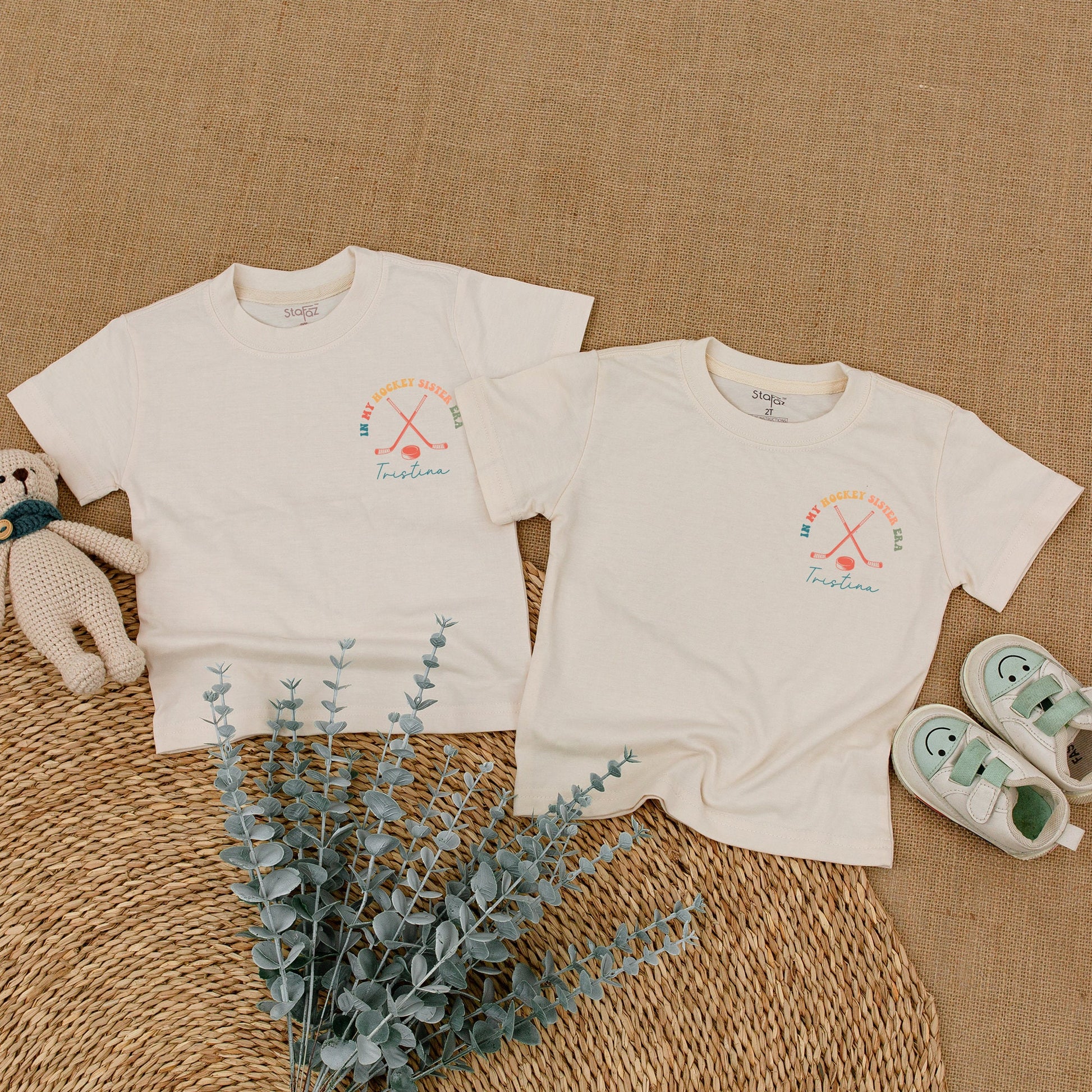 In My Hockey Sister Era Custom Romper for Baby Girl & Toddler Shirt, Hockey Sticks & Puck Design, Comfy Cotton Outfit, Baby Shower Gift