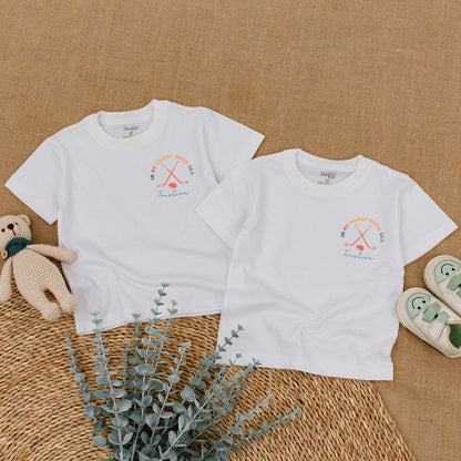 In My Hockey Sister Era Custom Romper for Baby Girl & Toddler Shirt, Hockey Sticks & Puck Design, Comfy Cotton Outfit, Baby Shower Gift