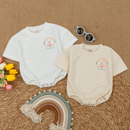 In My Hockey Sister Era Custom Romper for Baby Girl & Toddler Shirt, Hockey Sticks & Puck Design, Comfy Cotton Outfit, Baby Shower Gift