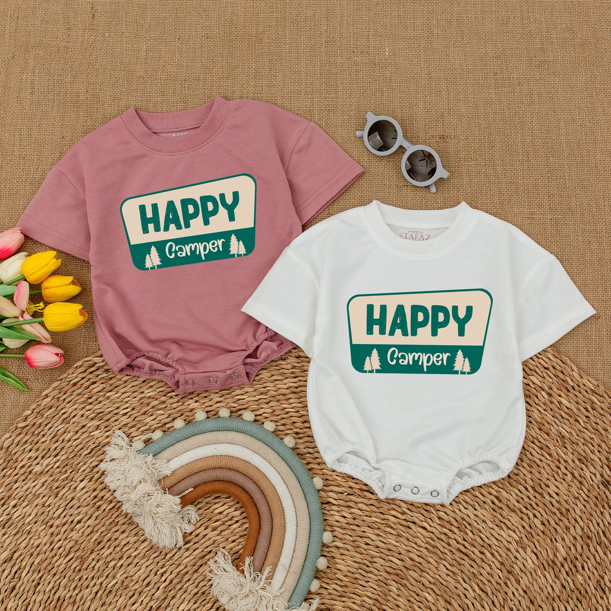 Happy Camper Baby Romper Nature Calls Bodysuit Adventure Infant Camping Vacation Hiking Bubble Romper