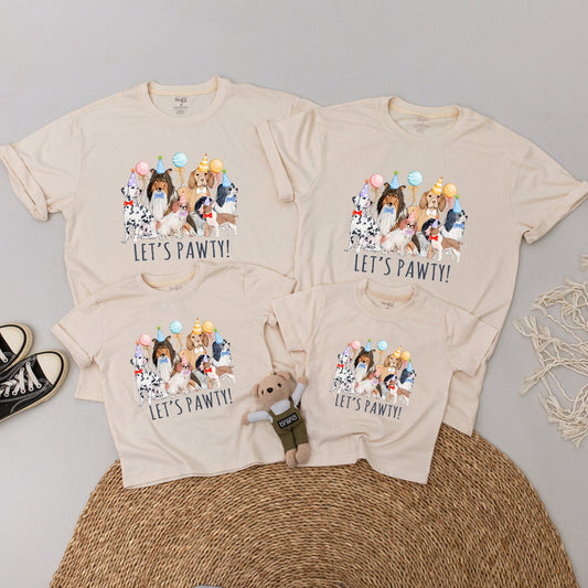 Let's Pawty Birthday Girl Shirt, Matching Family Dog Outfits, Baby Bodysuit, Puppy Party, 1st Birthday Gift, Dog Lover Clothes