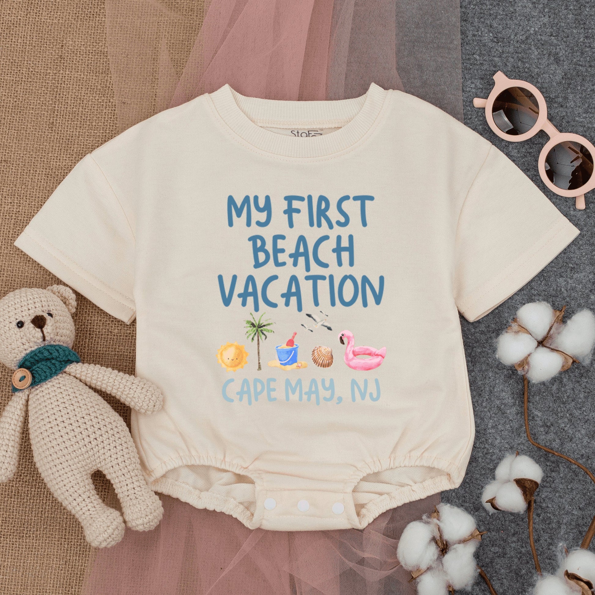 Beach Baby First Vacation Romper: Short Sleeve, Summer Newborn Outfit