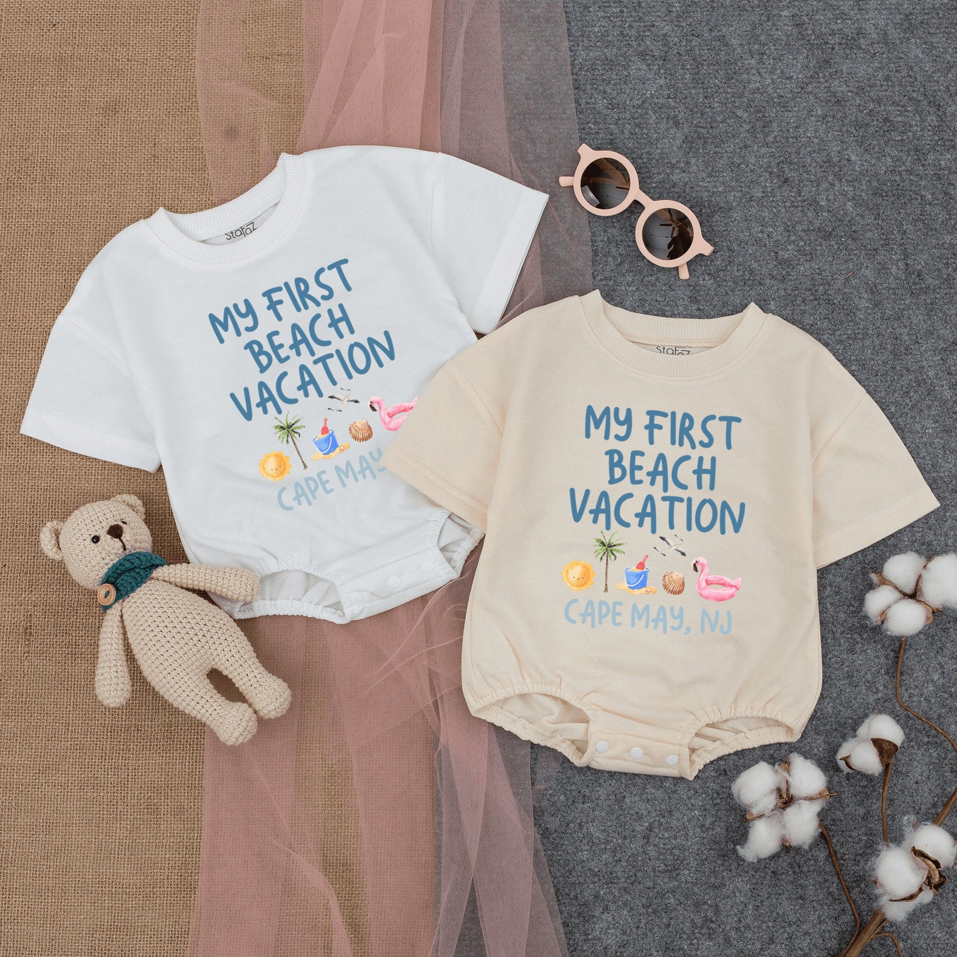 Beach Baby First Vacation Romper: Short Sleeve, Summer Newborn Outfit