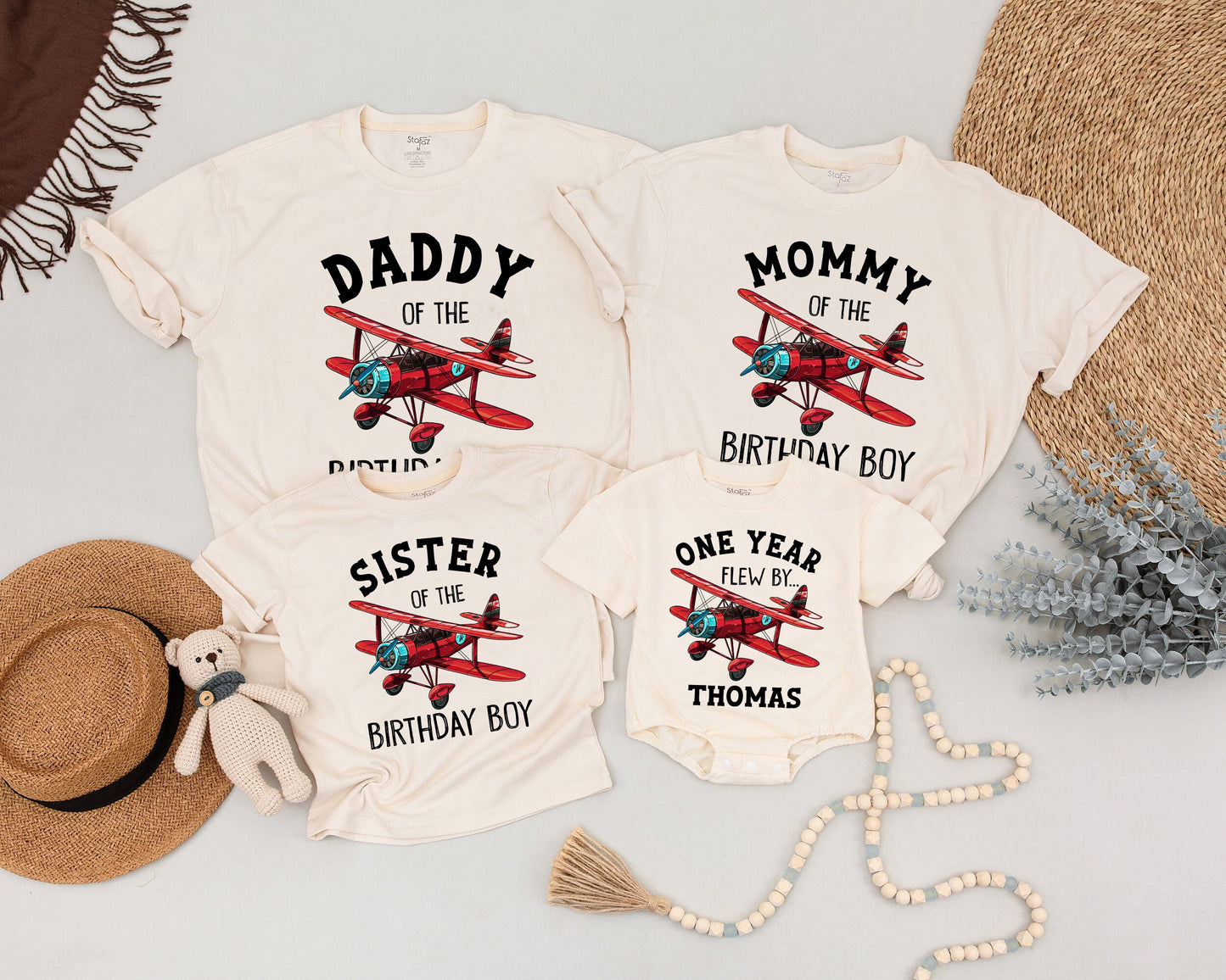 Vintage Airplane Family Shirts: First Birthday Party Matching Outfits