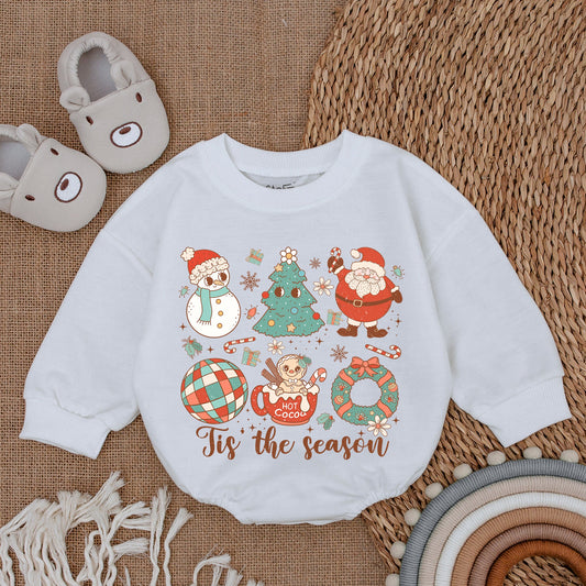 Cozy Retro Santa Baby Romper - Perfect Holiday Gift for Newborns