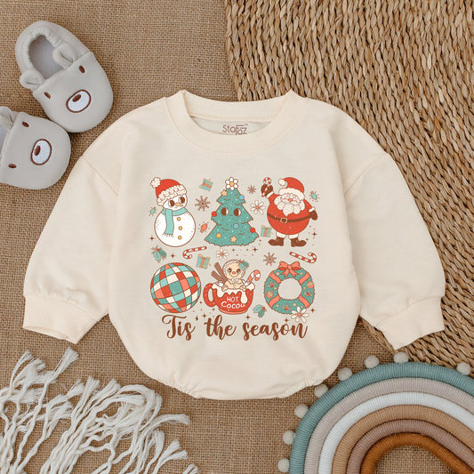 Cozy Retro Santa Baby Romper - Perfect Holiday Gift for Newborns