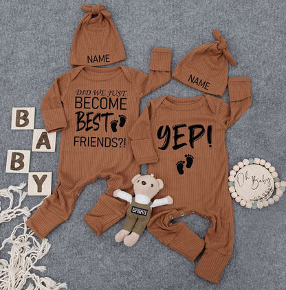 Custom Best Friends Twin Baby Bodysuit Did We Just Become Best Friends Outfit Cute Kid Twin Newborn Gift Personalized Romper
