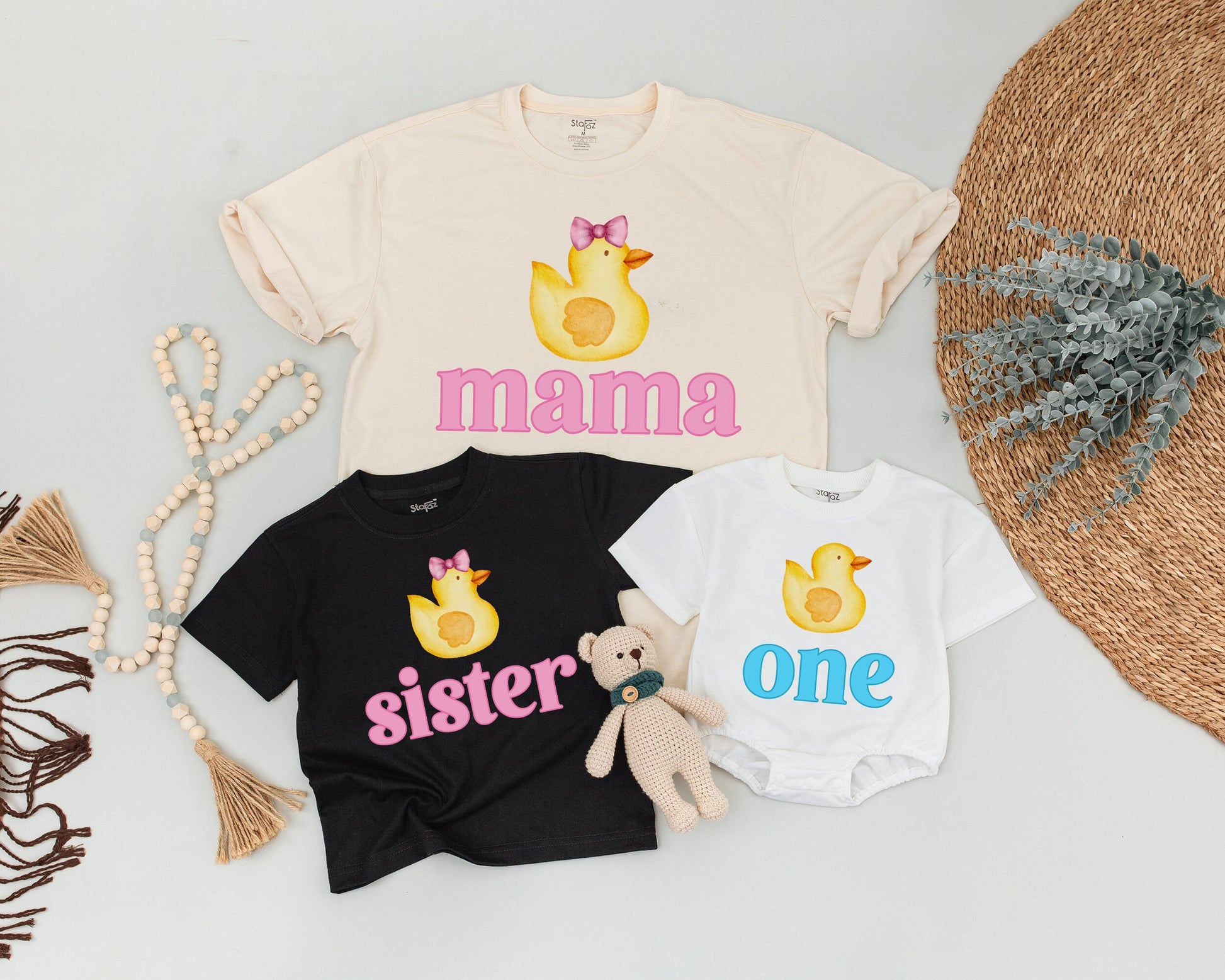 Matching Rubber Ducky 1st Birthday Shirt for Baby Girl or Boy | Dada Mama Sister One Outfits | Cute Rubber Duckie Design