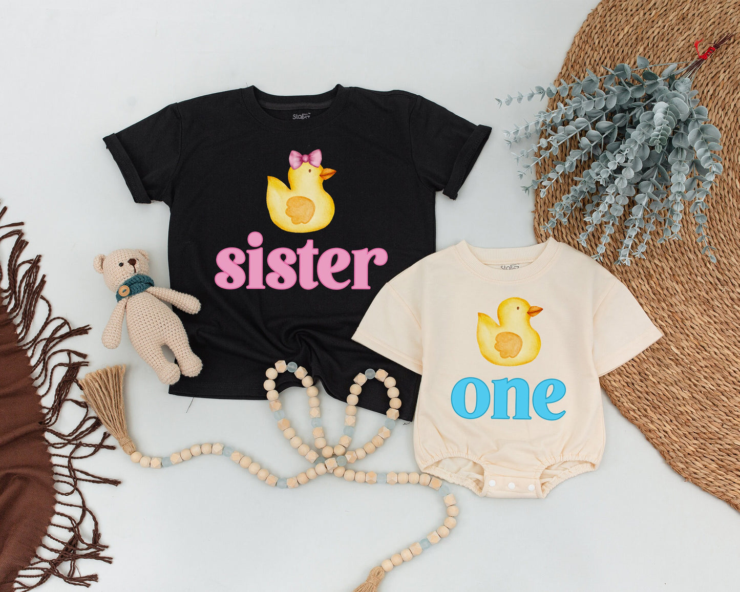 Matching Rubber Ducky 1st Birthday Shirt for Baby Girl or Boy | Dada Mama Sister One Outfits | Cute Rubber Duckie Design